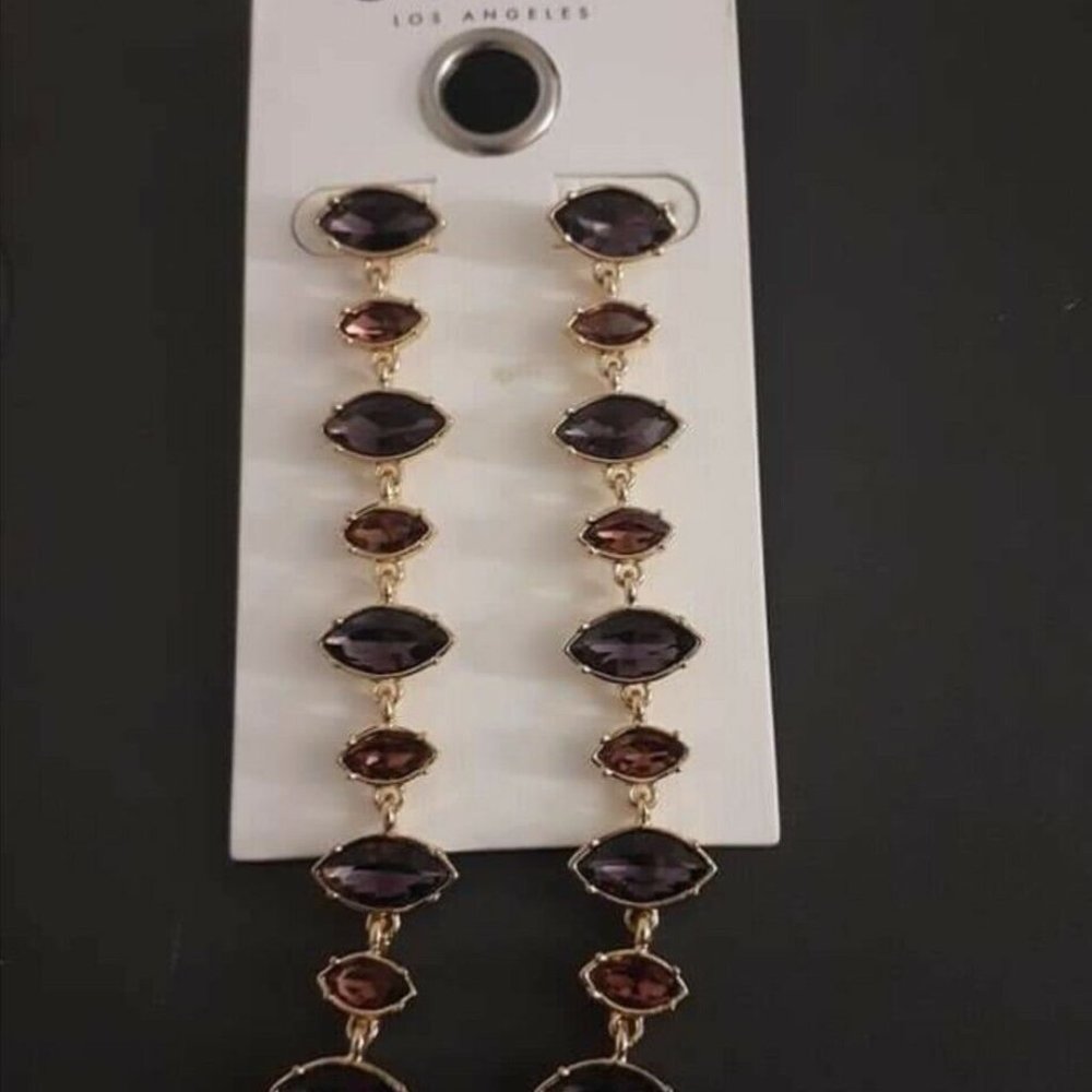 GUESS Mixed Stone Linear Drop Earrings Amy, Light Amy (Gold) Earring